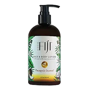 Coco Fiji Face & Body Lotion Infused With Coconut Oil | Lotion for Dry Skin | Moisturizer Face Cream & Massage Lotion for Women & Men | Pineapple Coconut 12 oz, Pack of 1