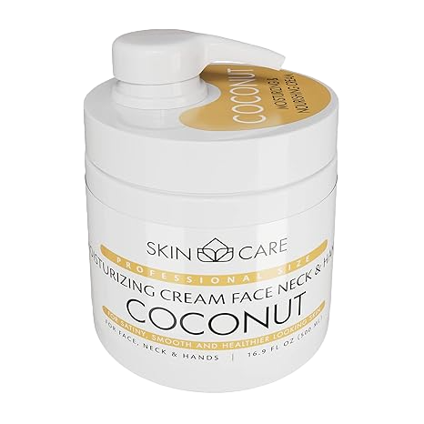 Skin Care 3-in-1 Coconut Oil Moisturizing Cream for Face, Neck and Hands - Delicate and Easily Absorbed Daily Cream for All Skin Types - 16.9 fl. oz.